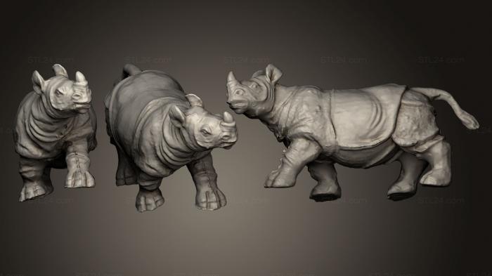 Статуэтки животных (Носорог, STKJ_0594) 3D модель для ЧПУ станка